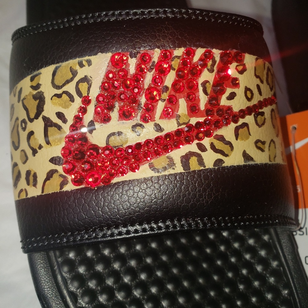 Nike Benassi Slides 1 of 1 Custom Red Shimmer